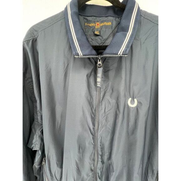 Tommy Hilfiger Golf Windbreaker U Logo Zip Front Mens Size XL Blue Y2K - Picture 3 of 8